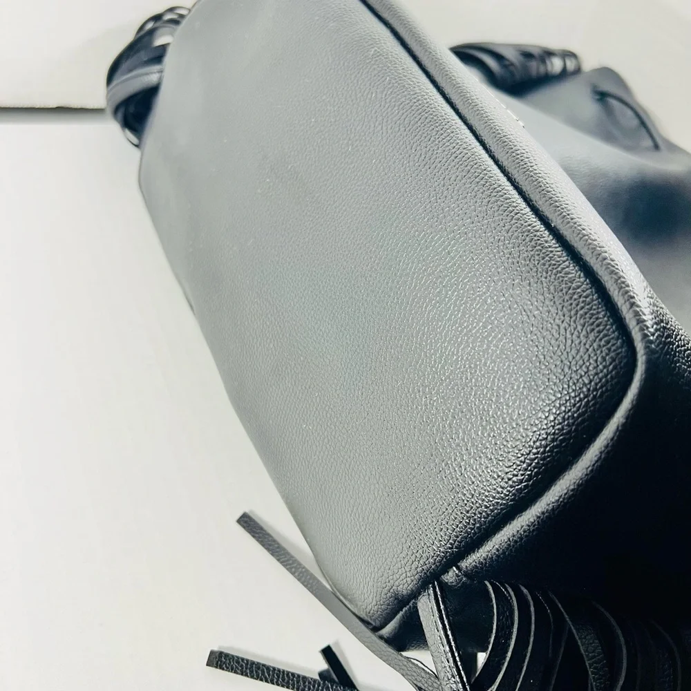 Victoria’s Secret Fringe black cowgirl bucket drawstring backpack bag